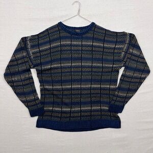 Vintage Cambridge Classics Crew Neck Geometric Pattern Long Sleeve Knit Sweater